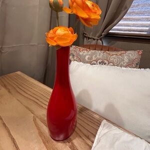 Red porcelain bud vase 7”